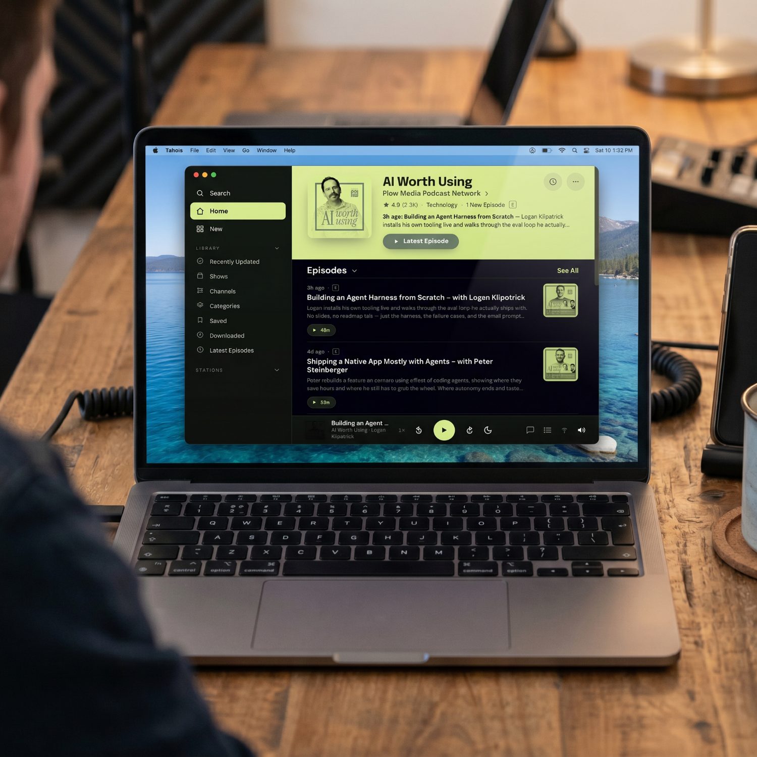 AI Worth Using open in a podcast app on a laptop